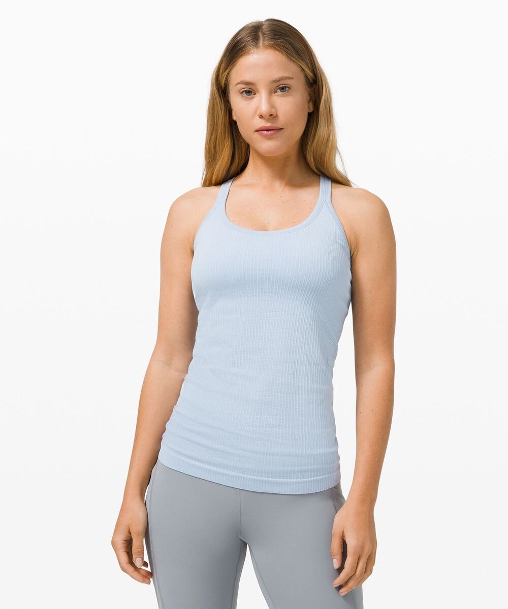 Lululemon Ebb To Street Shelf Bra Tank Top Light Support Blue Linen - 4